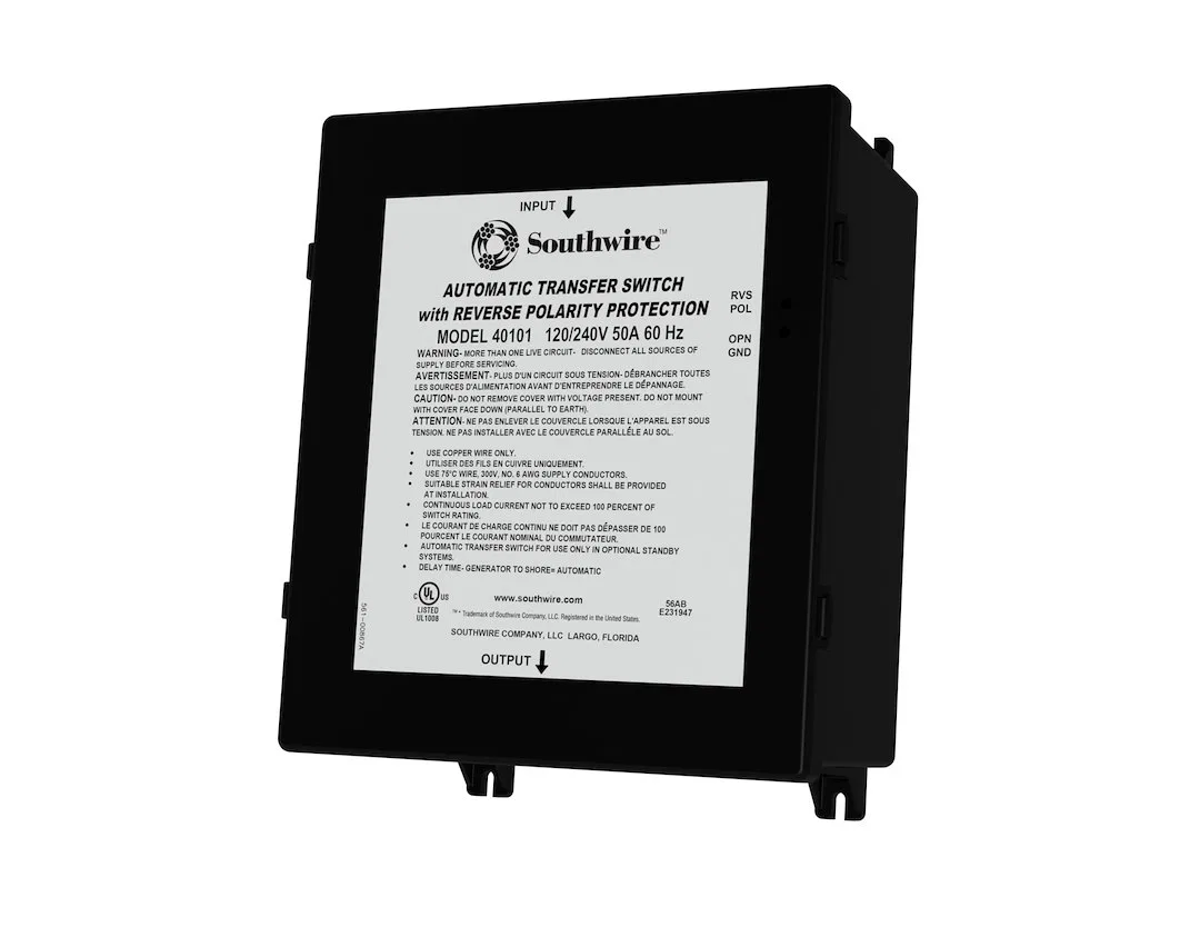 40101-001 – SOUTHWIRE Power Transfer Switch, Transfer Power Between Shore And RV Generator Automatic 120/ 240 Volt 50...